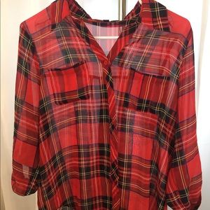 Red Plaid Blouse